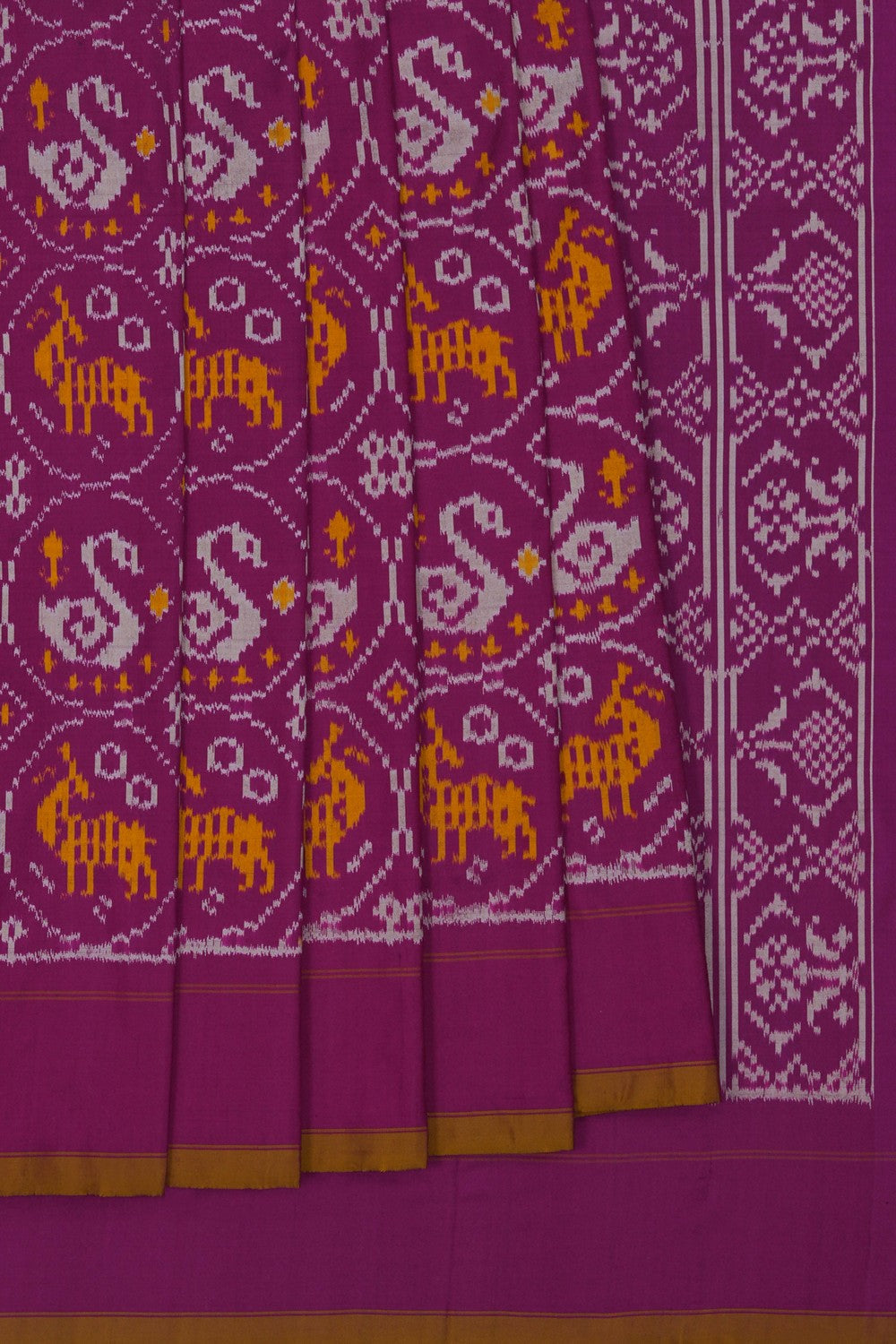 Image of Pochampally Ikat Silk Magenta Saree