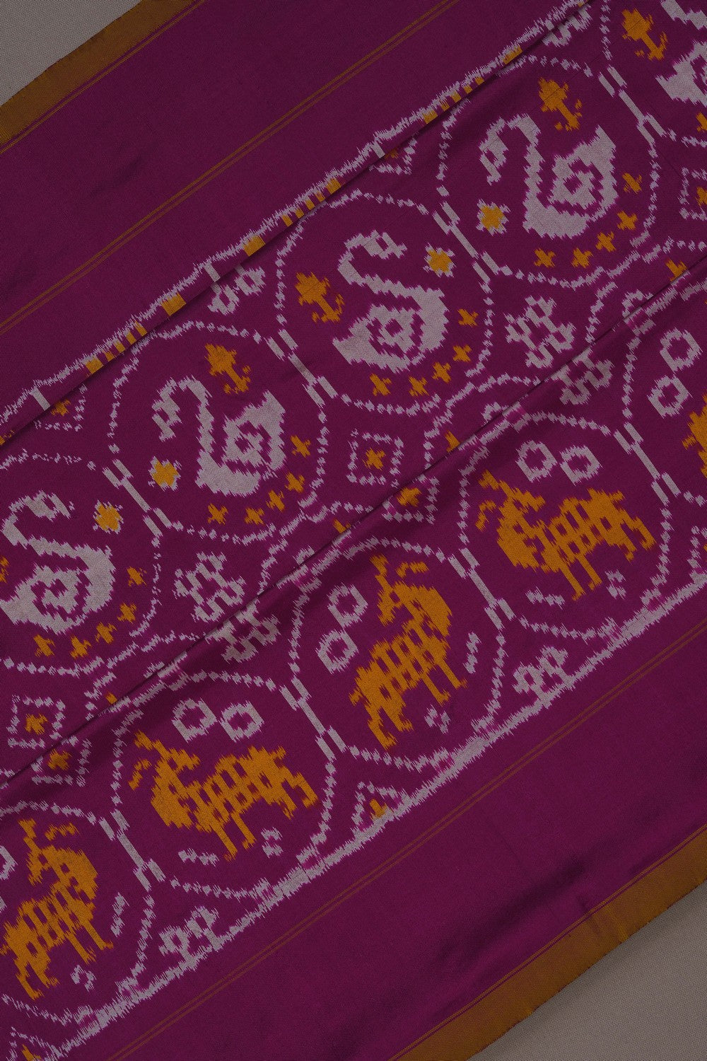 Image of Pochampally Ikat Silk Magenta Saree
