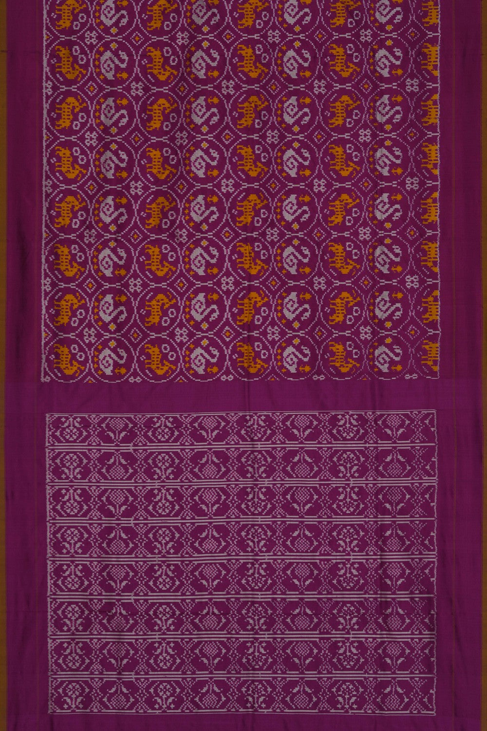 Image of Pochampally Ikat Silk Magenta Saree
