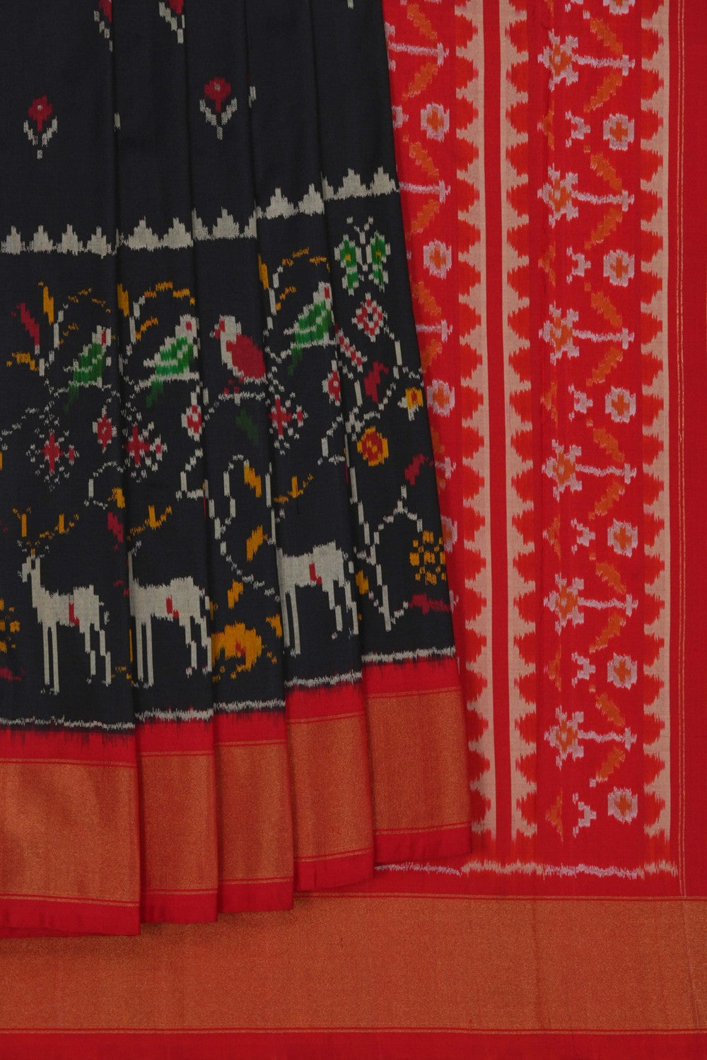 Image of Pochampally Ikat Silk Black Saree