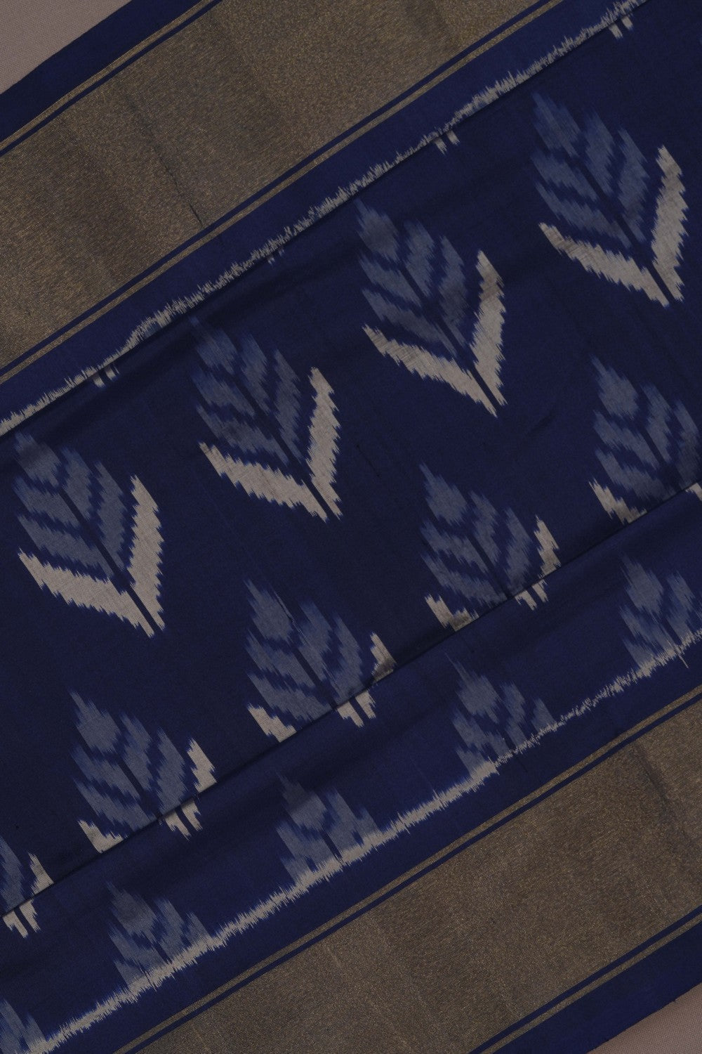 Image of Pochampally Ikat Silk Navy Blue Saree