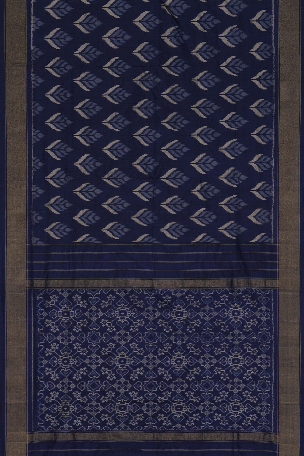 Image of Pochampally Ikat Silk Navy Blue Saree