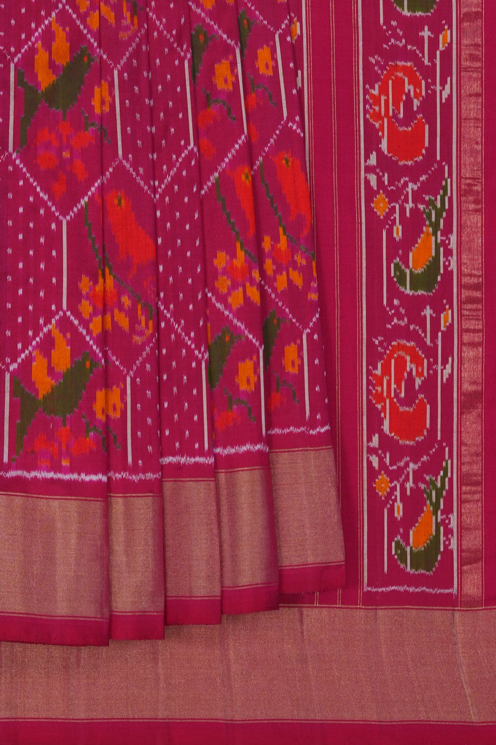 Image of Pochampally Ikat Silk Pink Saree