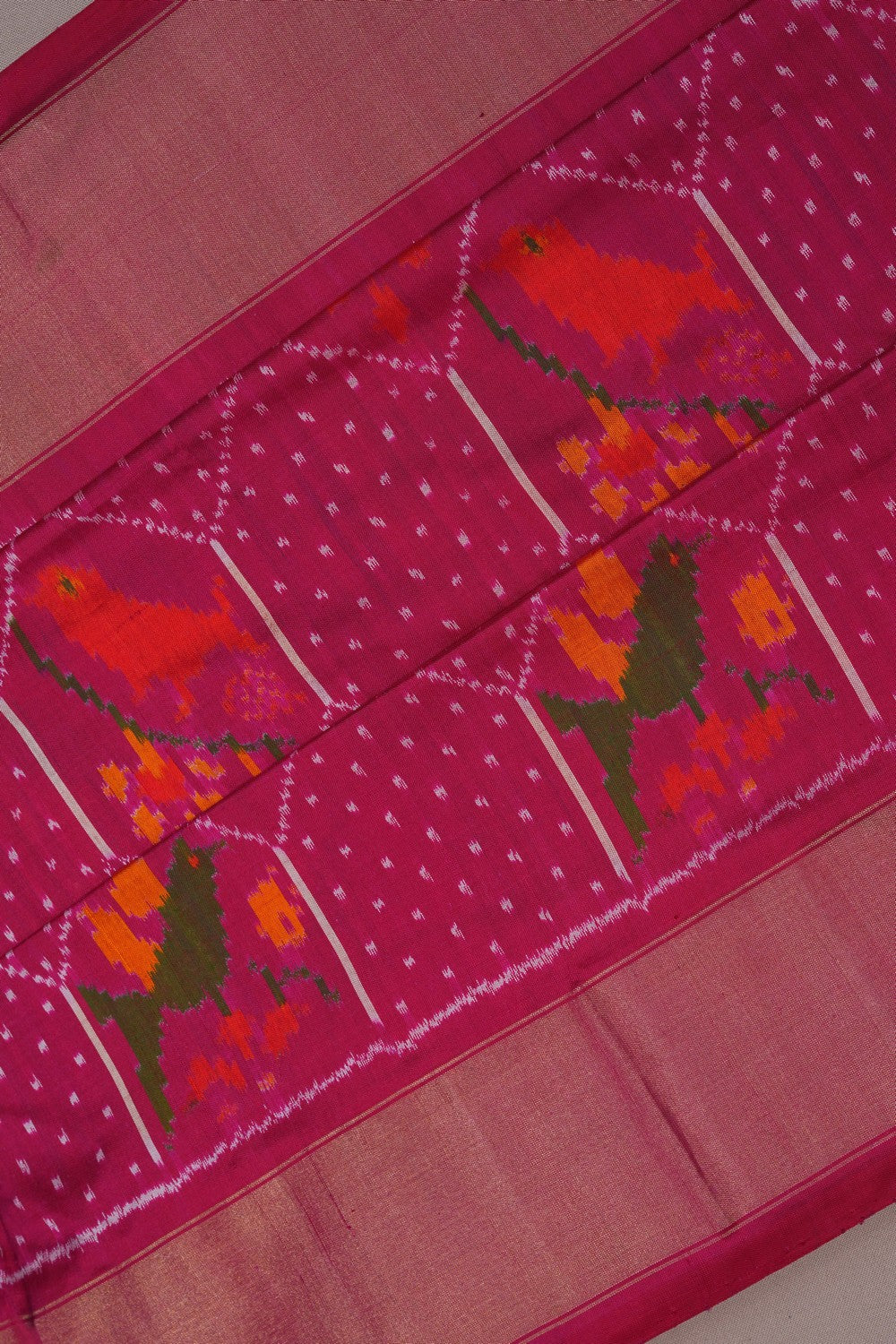 Image of Pochampally Ikat Silk Pink Saree