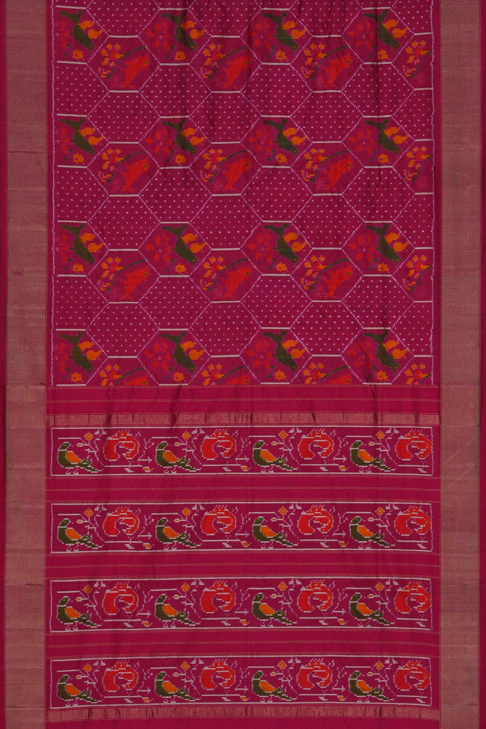 Image of Pochampally Ikat Silk Pink Saree