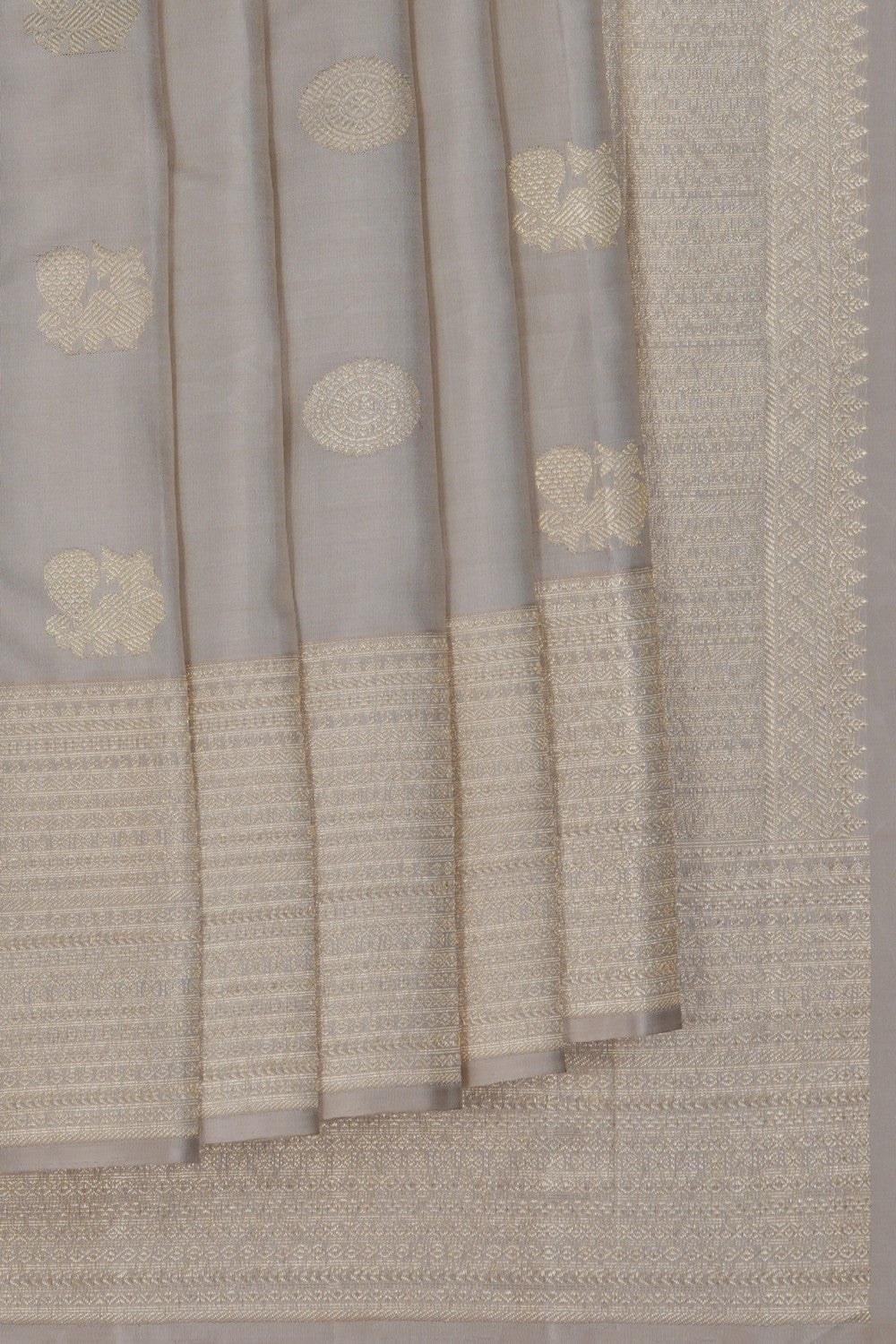 Image of Arani Silk Silver Off-White Saree