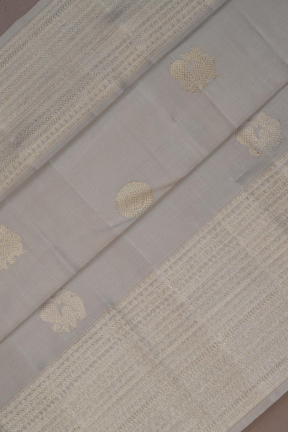 Image of Arani Silk Silver Off-White Saree