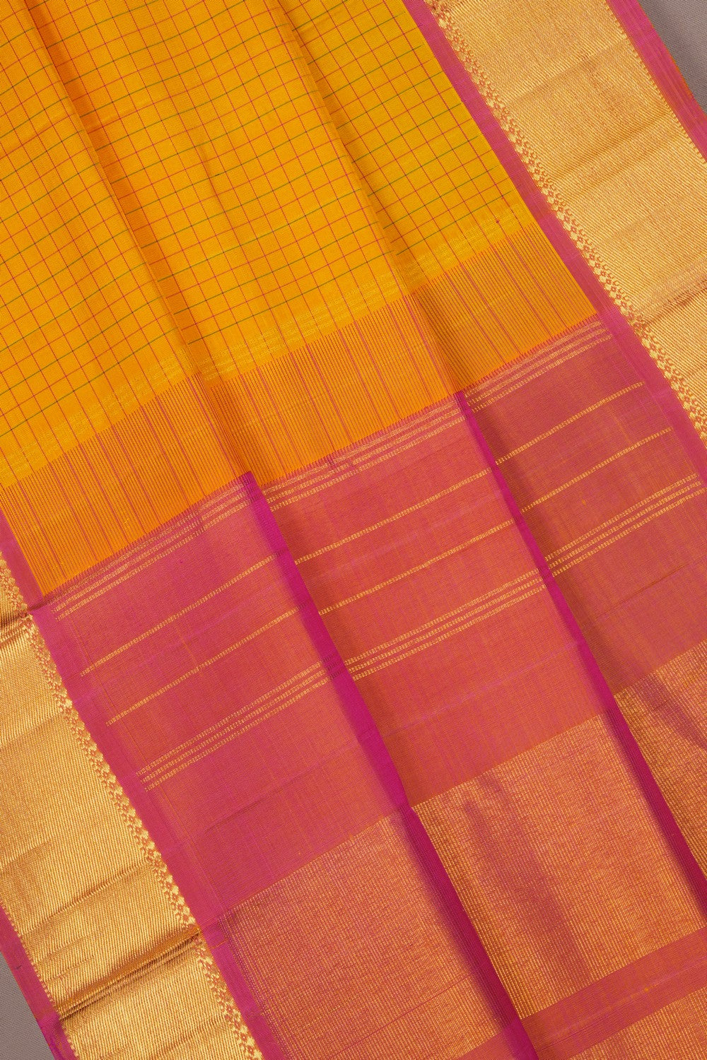 Image of Arani Silk Kattam Yellow Saree