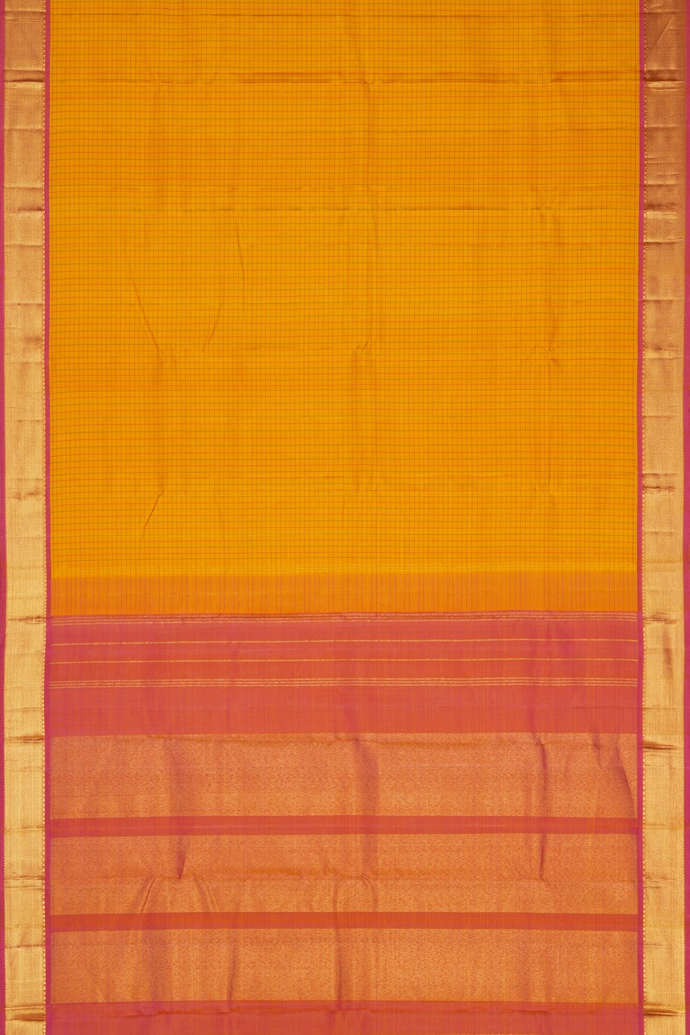 Image of Arani Silk Kattam Yellow Saree