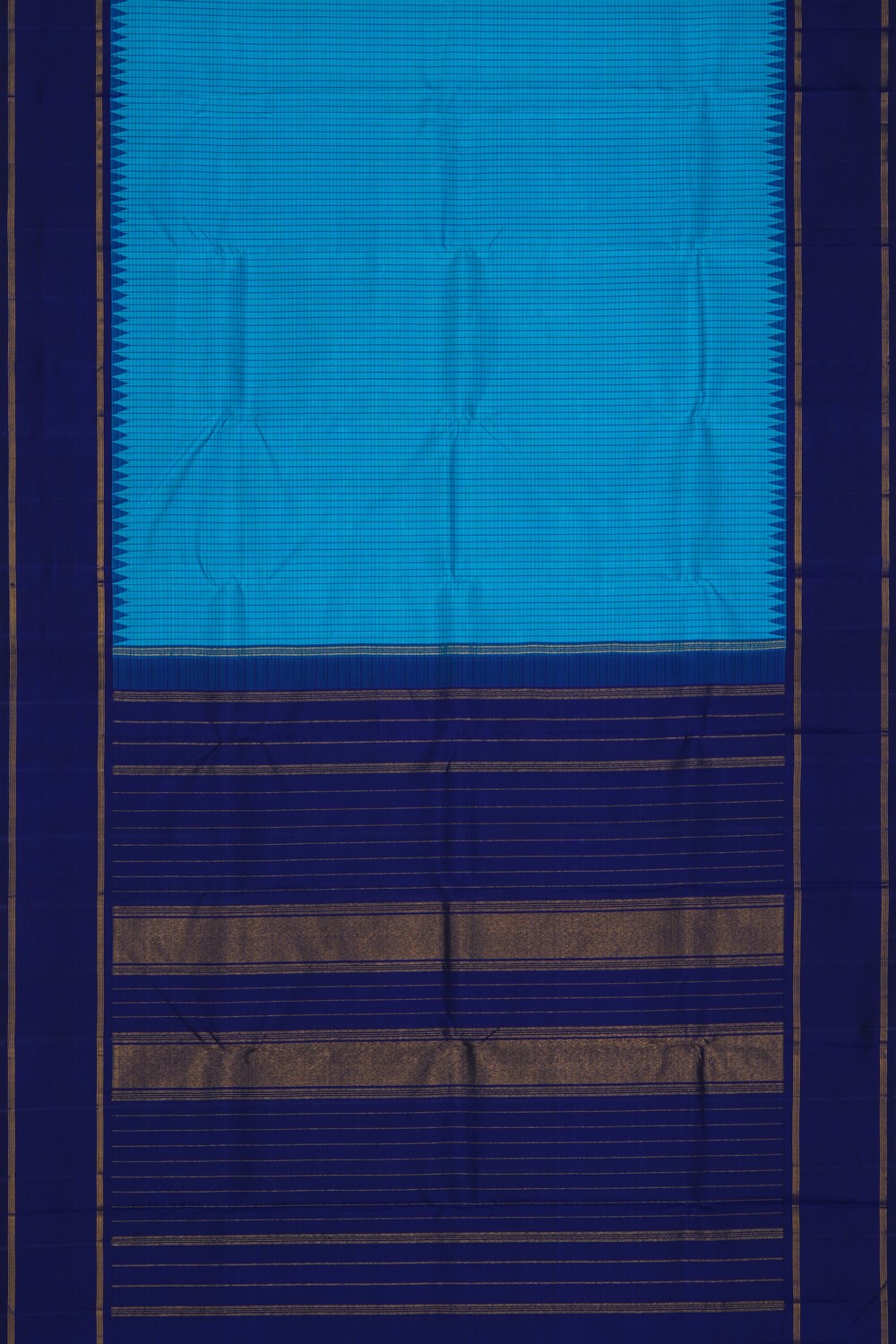 Image of Arani Silk Kattam Blue Saree