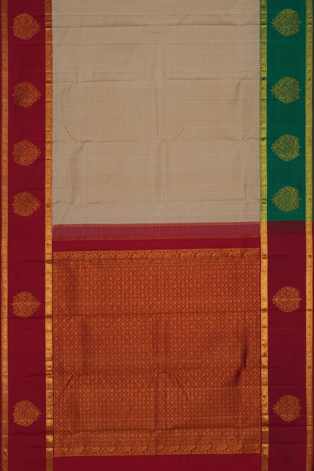 Image of Arani Silk Kattam Cream Saree