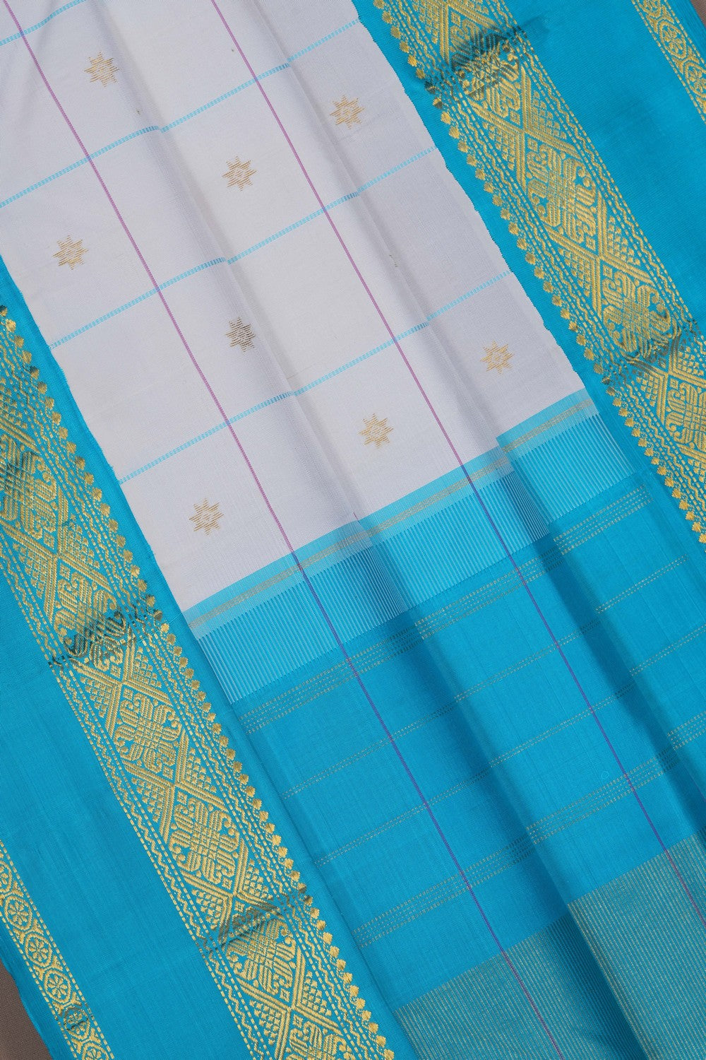 Image of Arani Silk Kattam White Saree