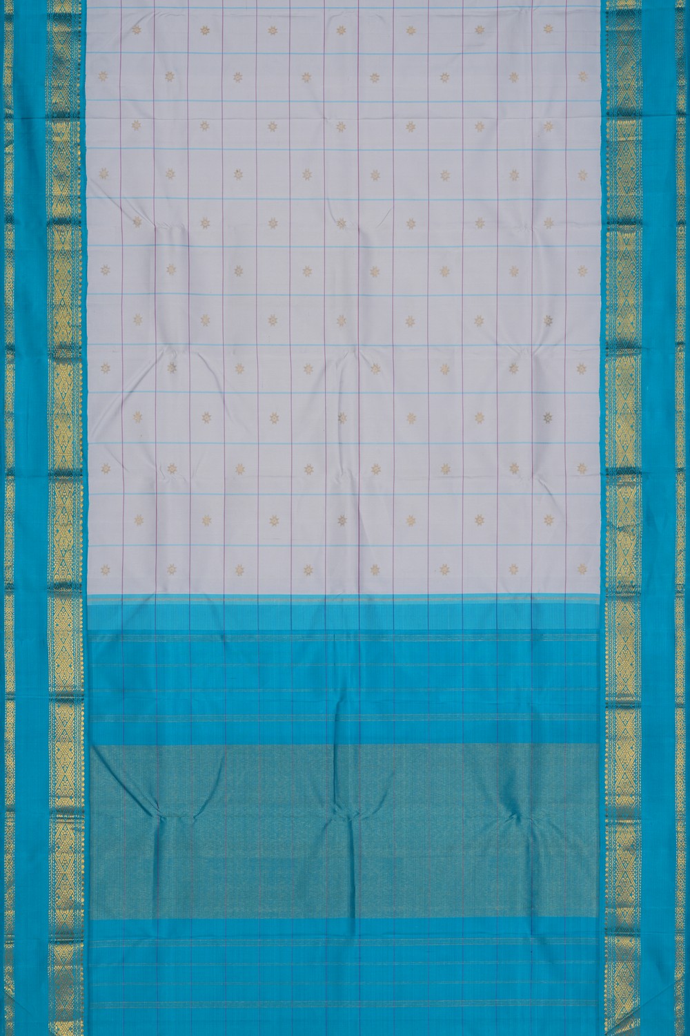 Image of Arani Silk Kattam White Saree