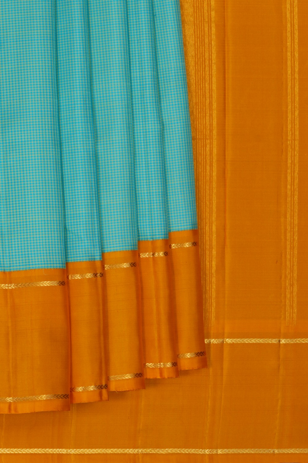 Image of Arani Silk Kattam Sea-Green Saree