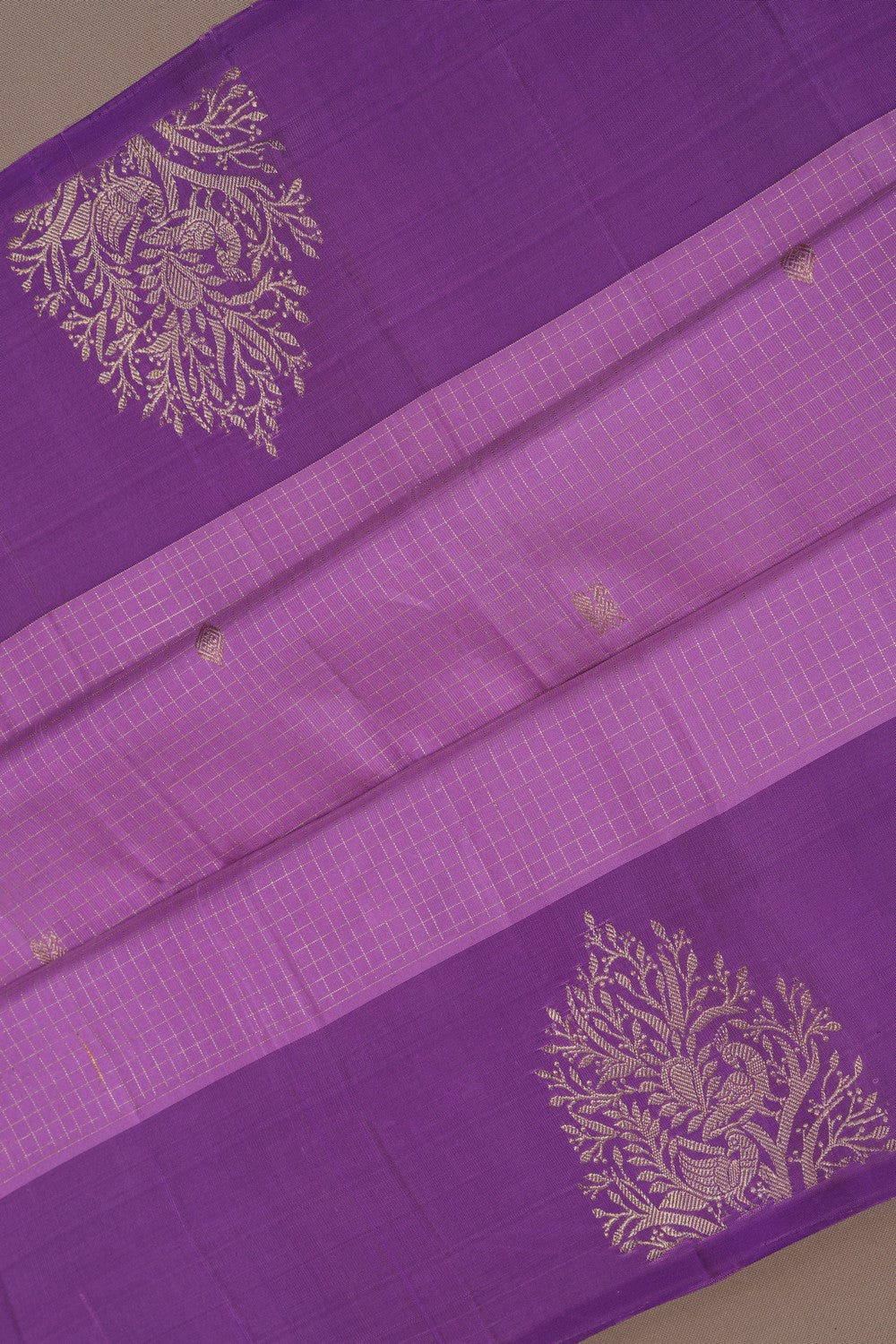 Image of Arani Silk Kattam Mauve Purple Saree