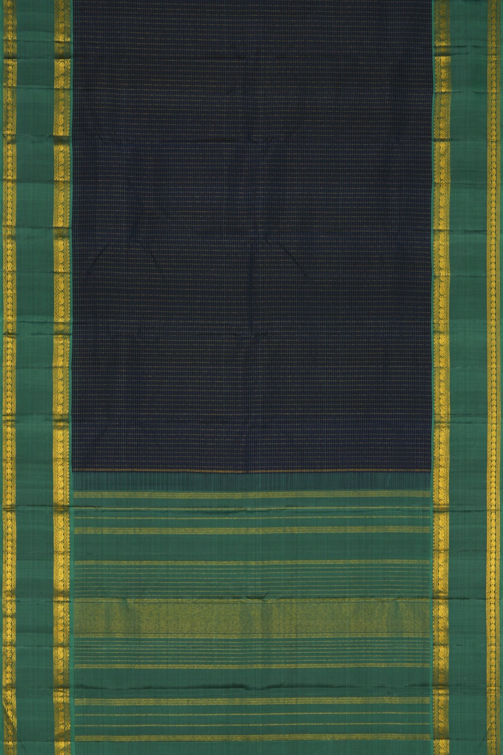 Image of Arani Silk Kattam Navy-Blue Saree