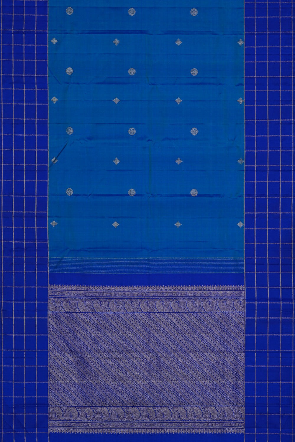 Image of Arani Silk Kattam Blue Saree