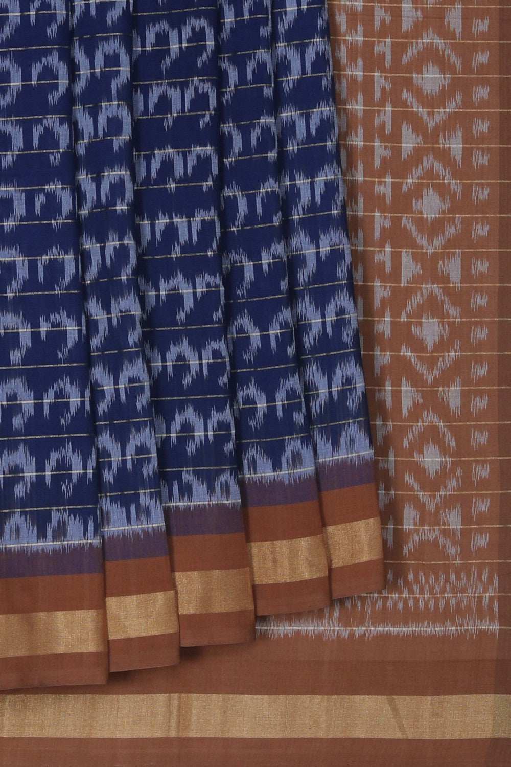 Image of Pochampally Ikat Indigo Blue Saree