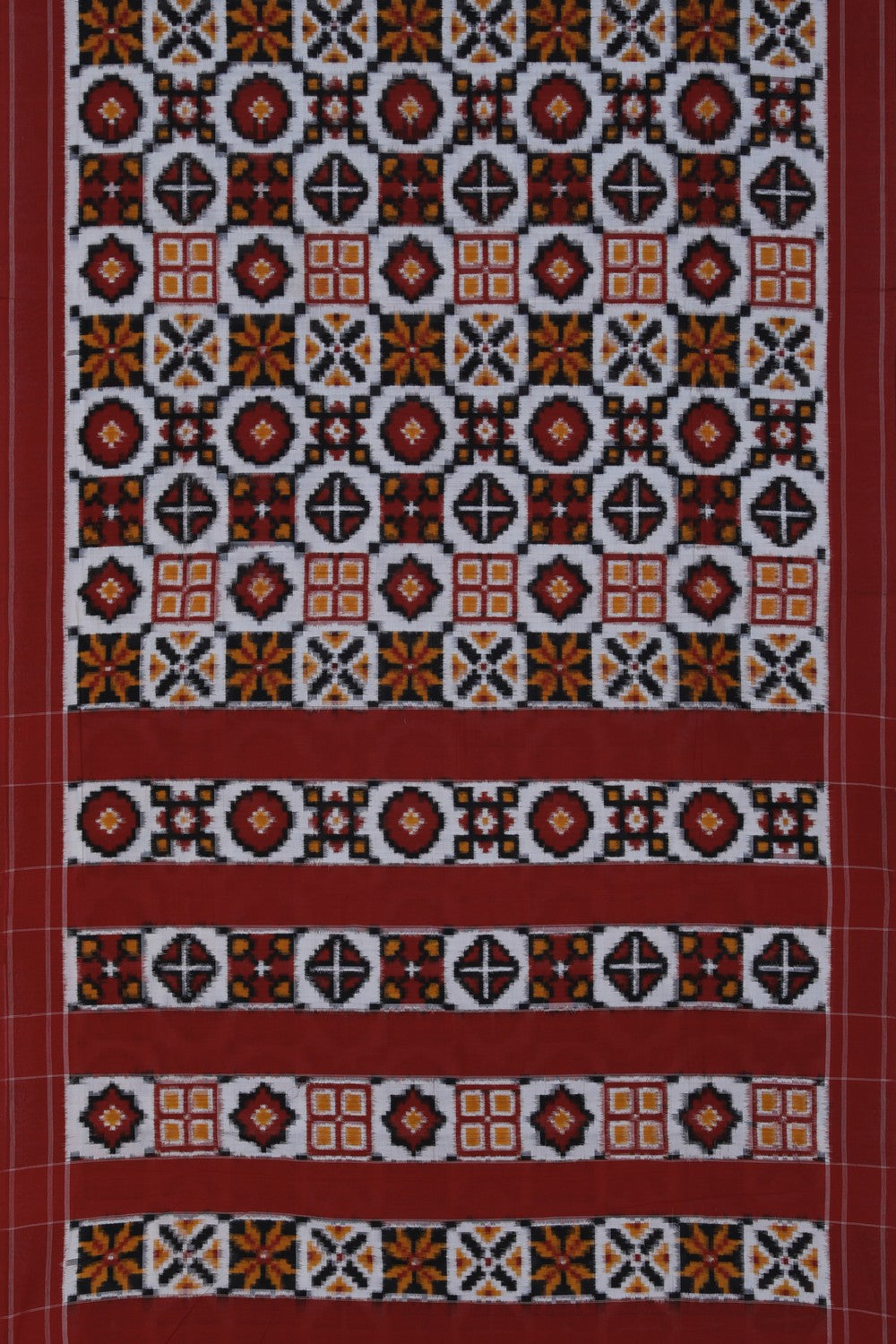 Image of Pochampally Ikat Geometric Pattern Saree