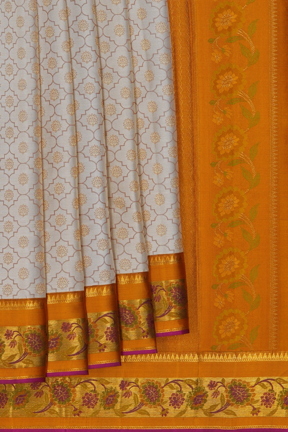 Image of Arani Silk Ivory Off-White Saree