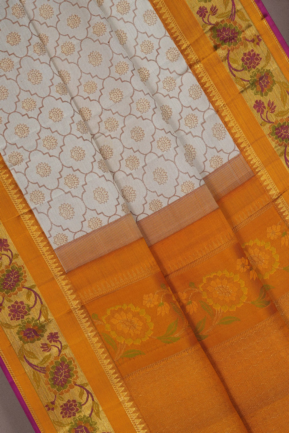 Image of Arani Silk Ivory Off-White Saree