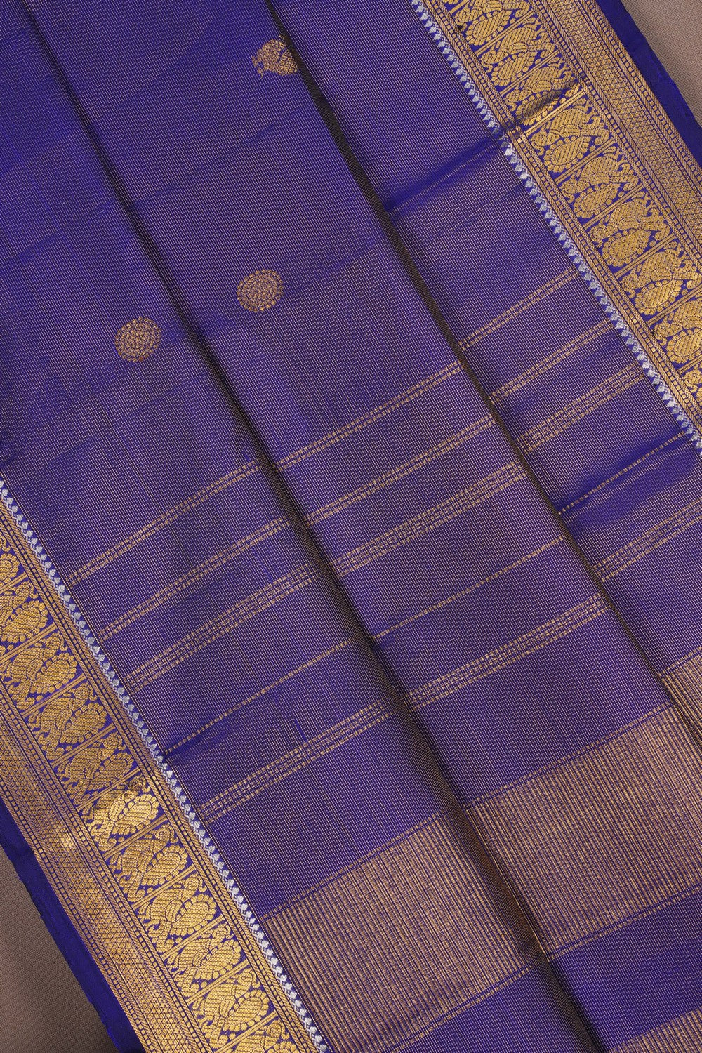 Image of Kanchipuram Silk Gold Shimmering Purple Saree