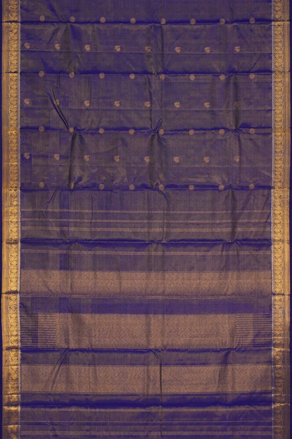 Image of Kanchipuram Silk Gold Shimmering Purple Saree