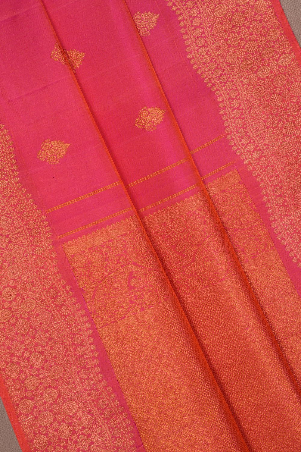 Image of Kanchipuram Silk Fuchsia Pink Saree