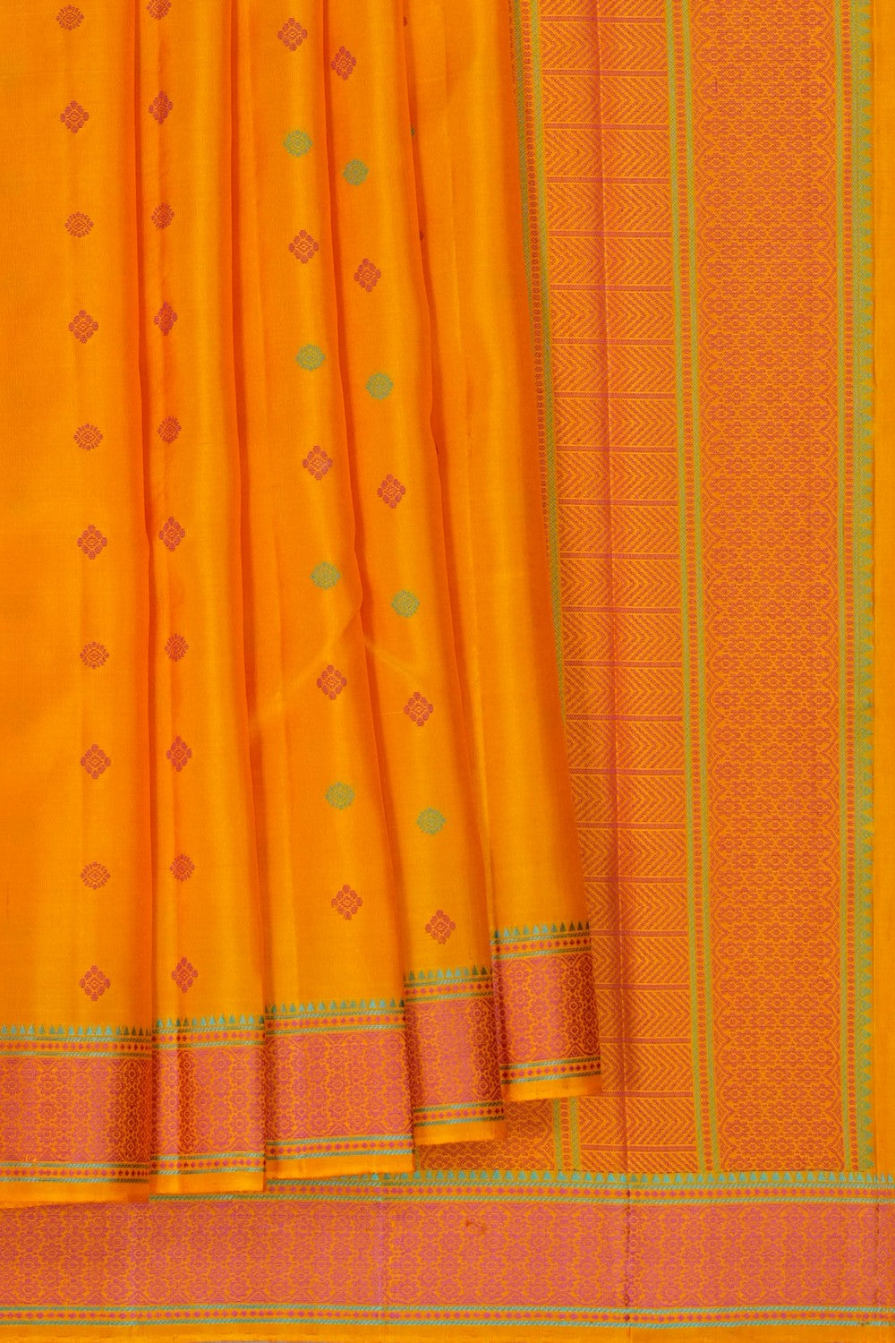 Image of Kanchipuram Silk Yellow Saree