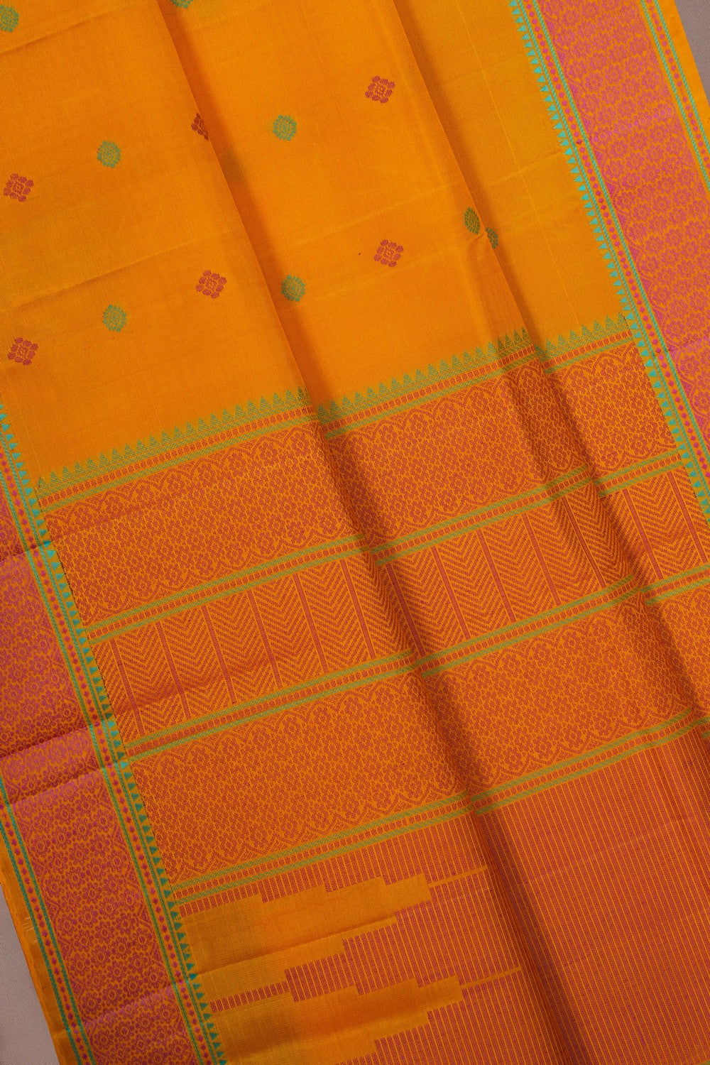 Image of Kanchipuram Silk Yellow Saree