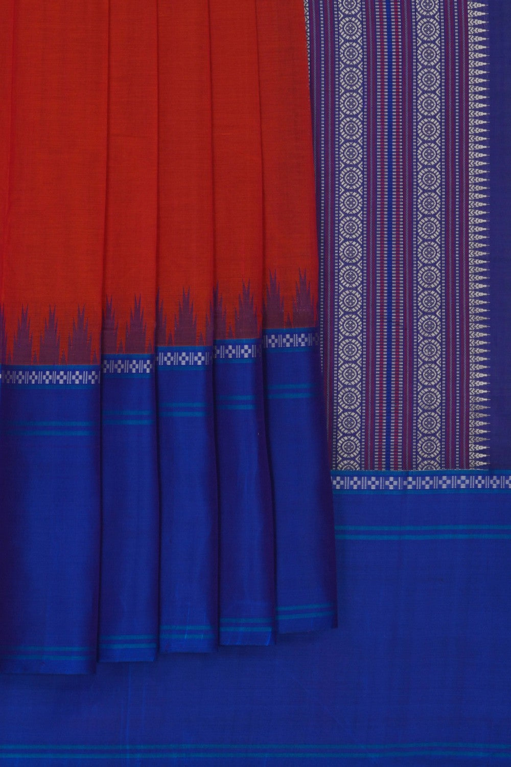 Image of Kanchi Cotton Orange Saree