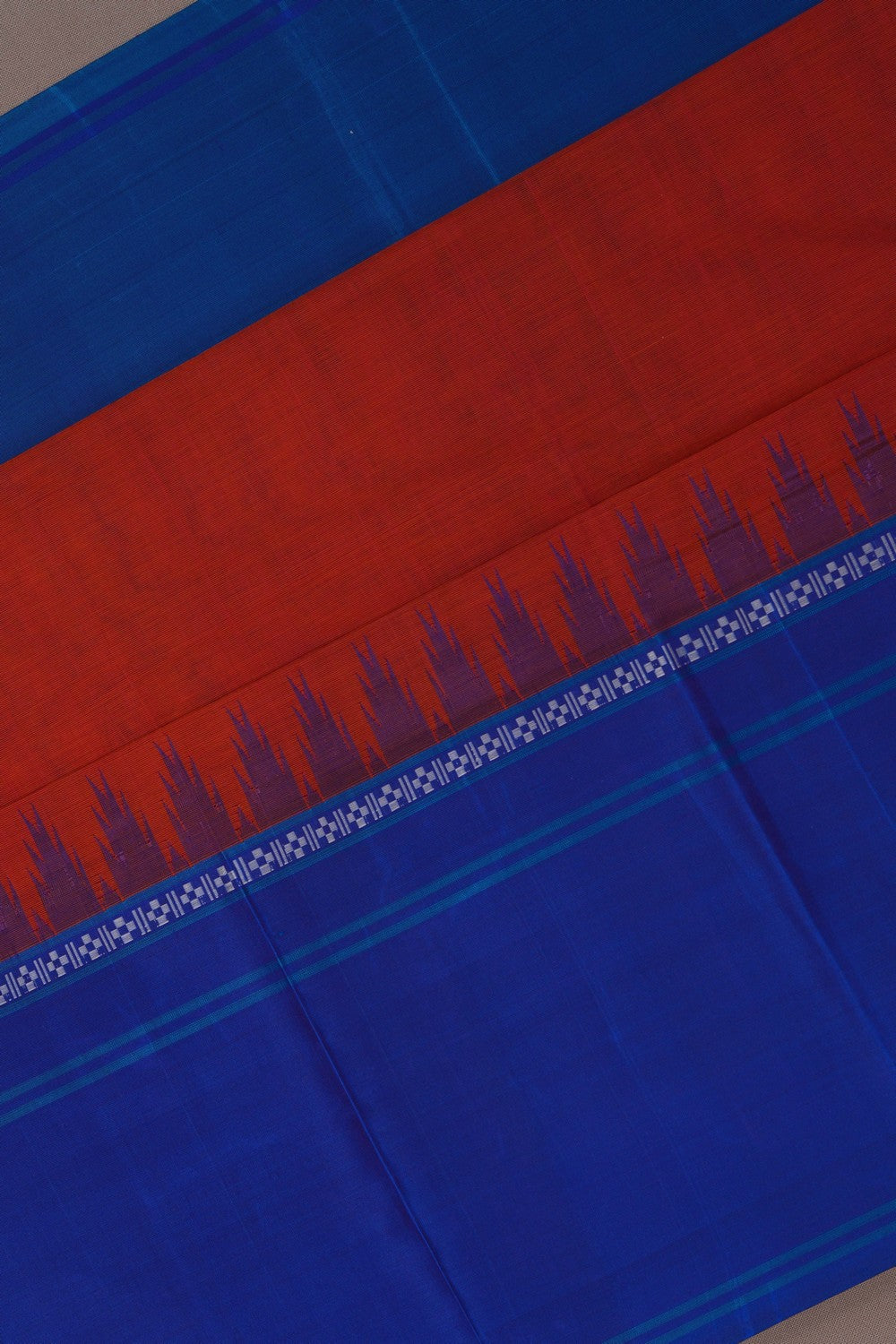 Image of Kanchi Cotton Orange Saree