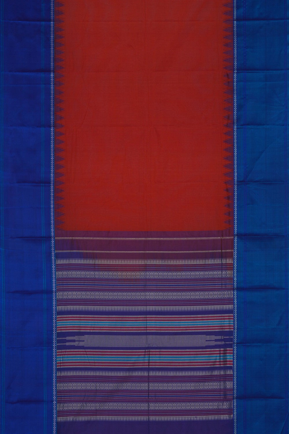 Image of Kanchi Cotton Orange Saree
