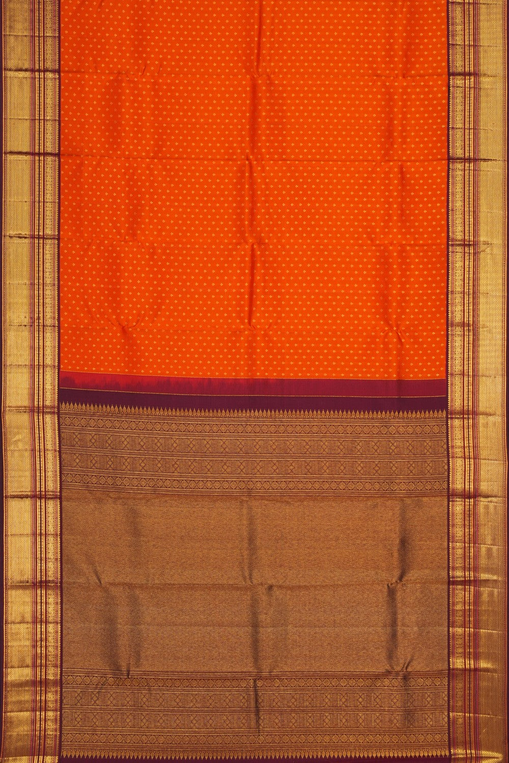 Image of Kanchipuram Silk Orange Saree