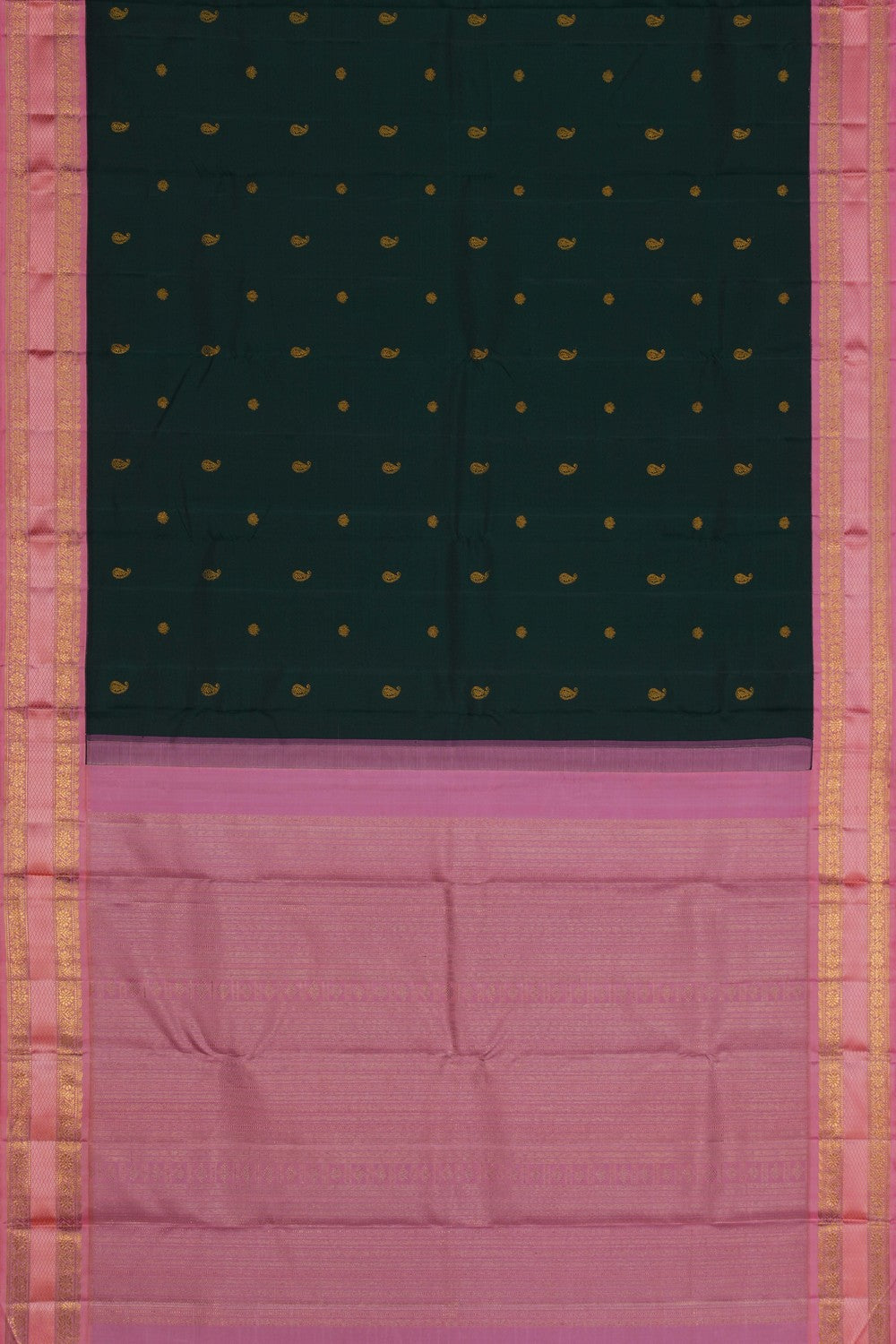 Image of Kanchipuram Silk Bottle Green Saree