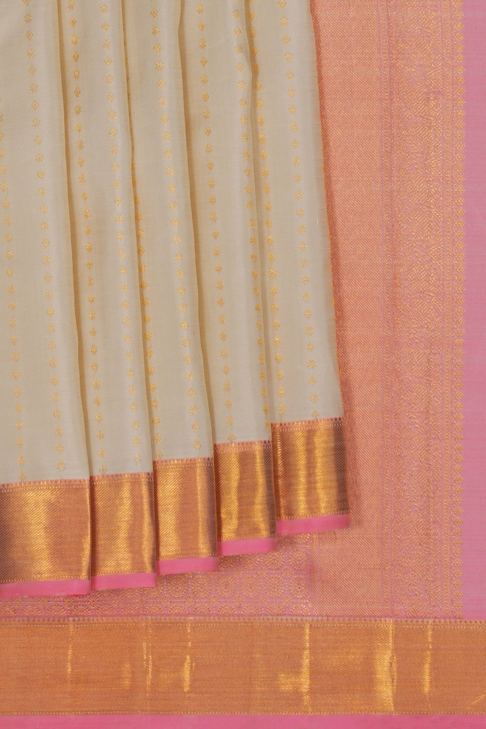 Image of Kanchipuram Silk Off-White Saree