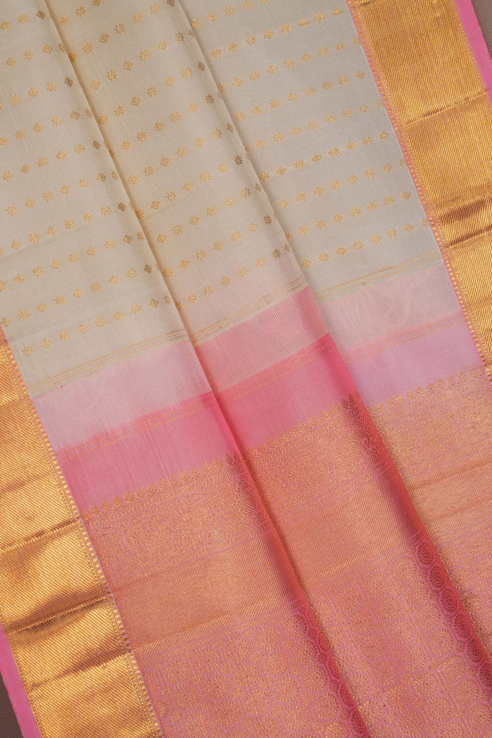 Image of Kanchipuram Silk Off-White Saree