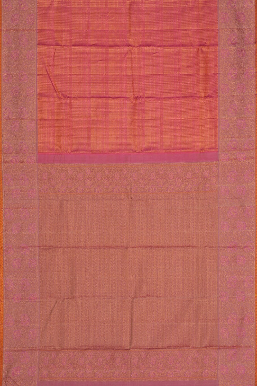 Image of Kanchipuram Silk Coral Pink Saree