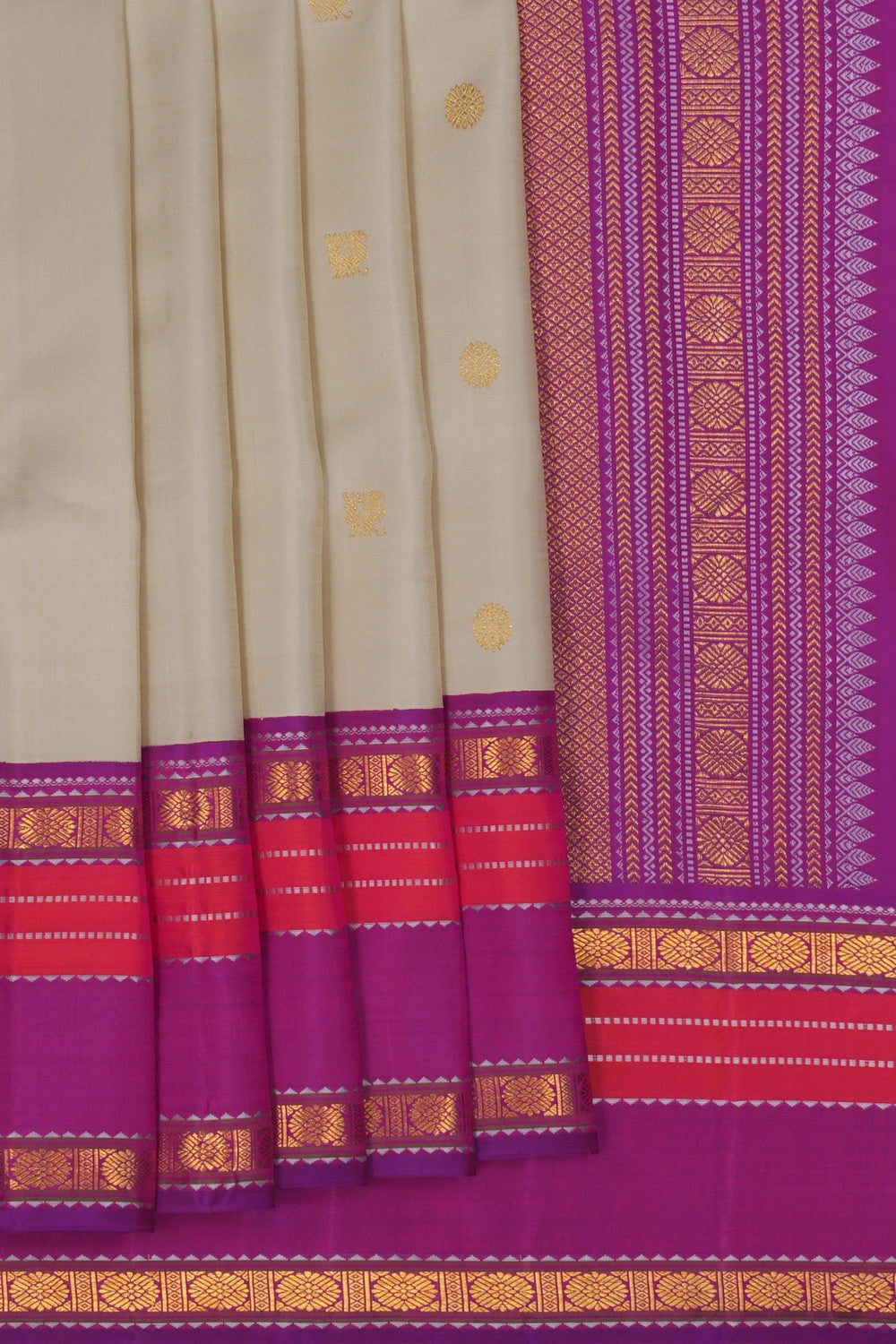 Image of Kanchipuram Silk Off-White Saree