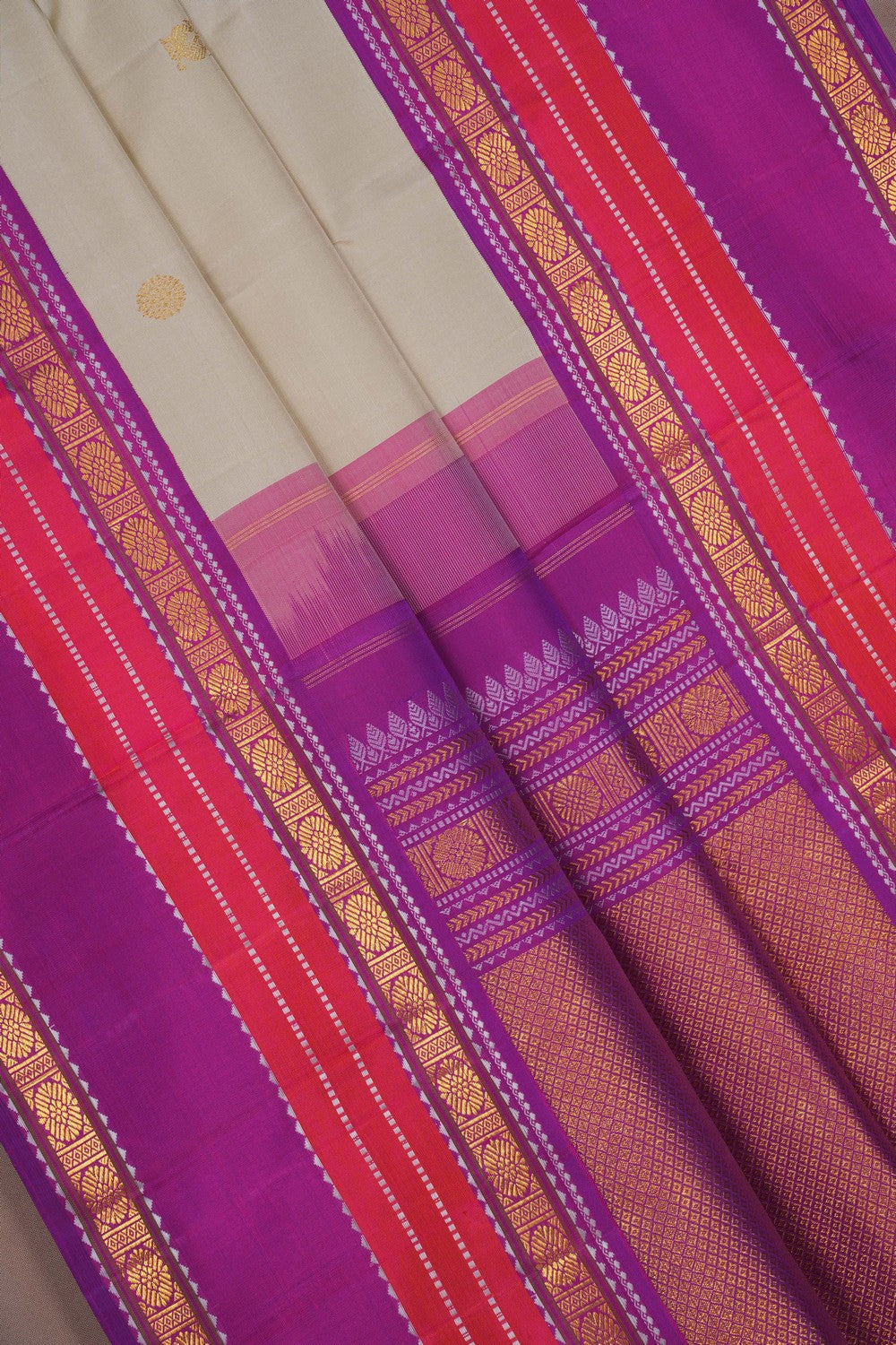 Image of Kanchipuram Silk Off-White Saree