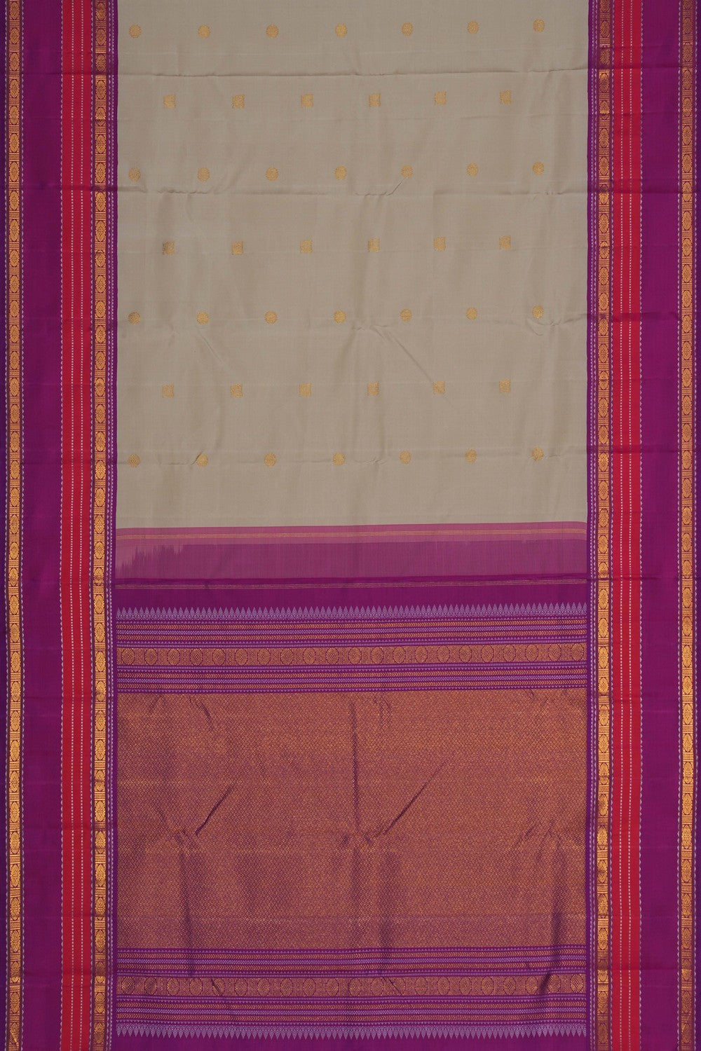 Image of Kanchipuram Silk Off-White Saree