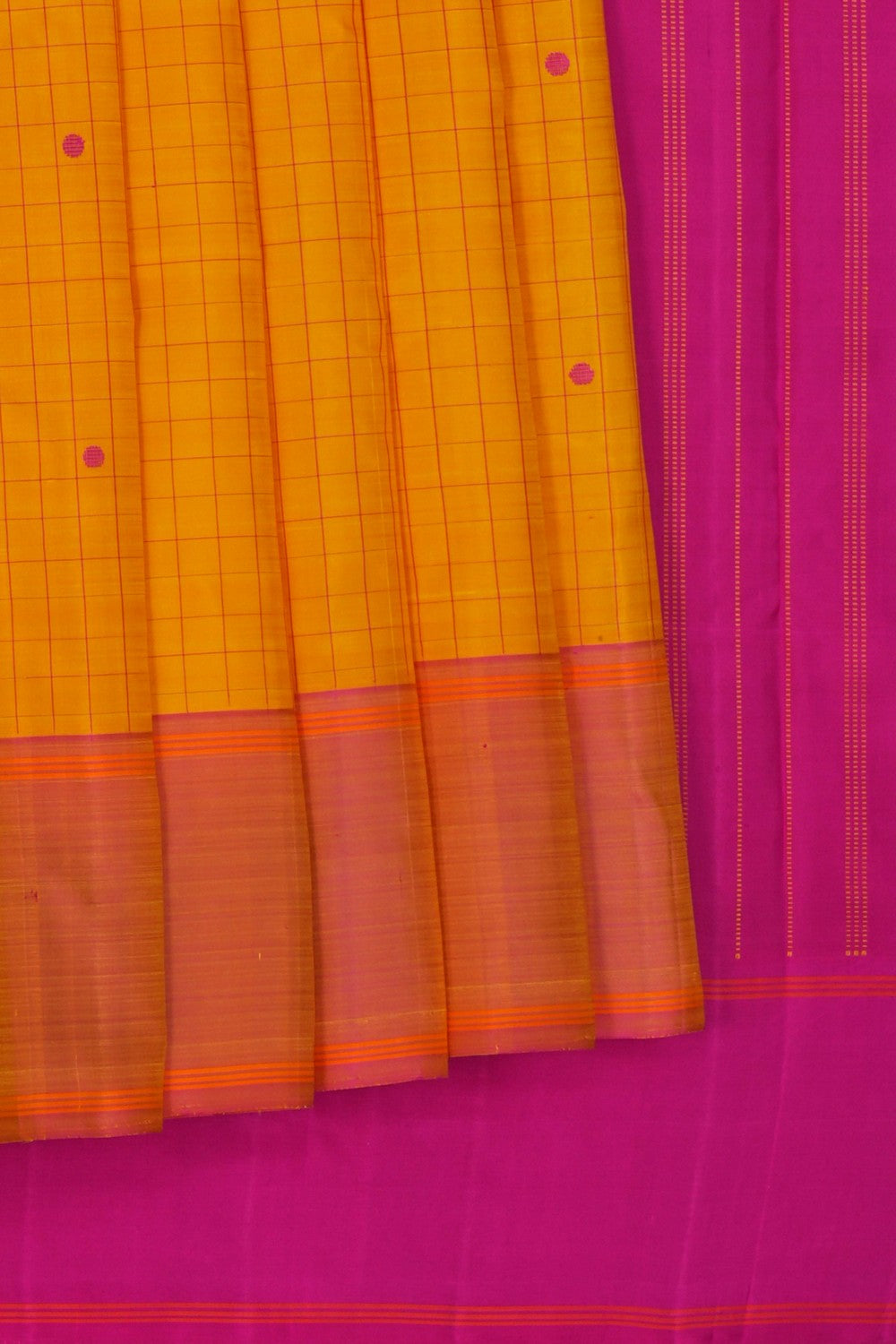 Image of Arani Silk Kattam Yellow Saree