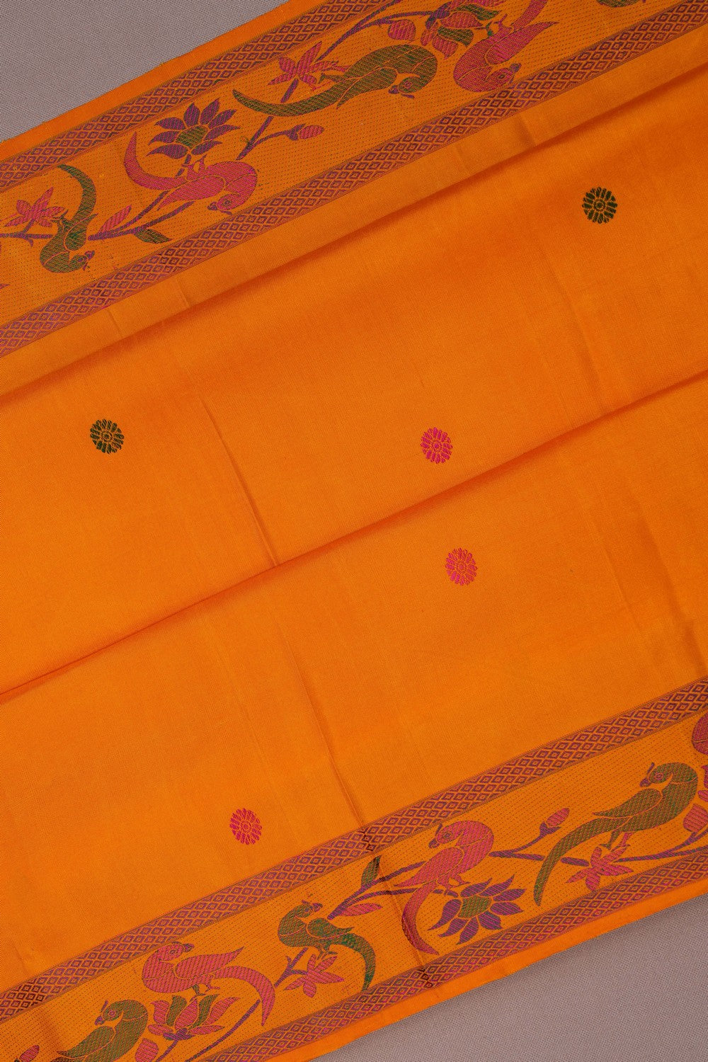 Image of Arani Silk Mustard-Orange Saree