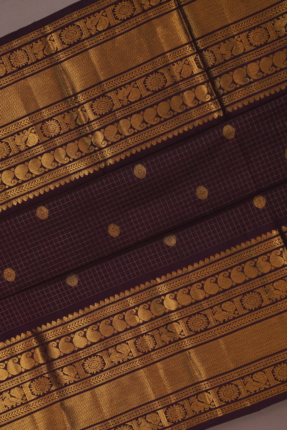 Image of Arani Silk Kattam Brown Saree