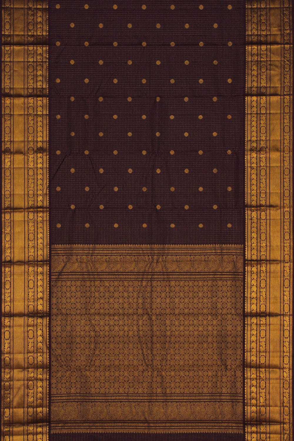 Image of Arani Silk Kattam Brown Saree