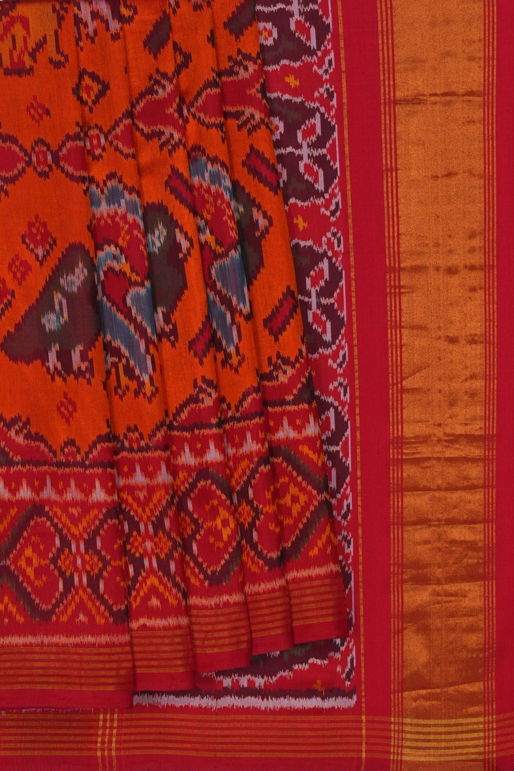 Image of Rajkot Silk Orange Saree