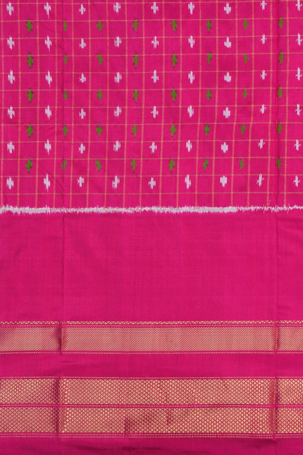 Image of Pochampally Pavada Yellow Unstitched Set