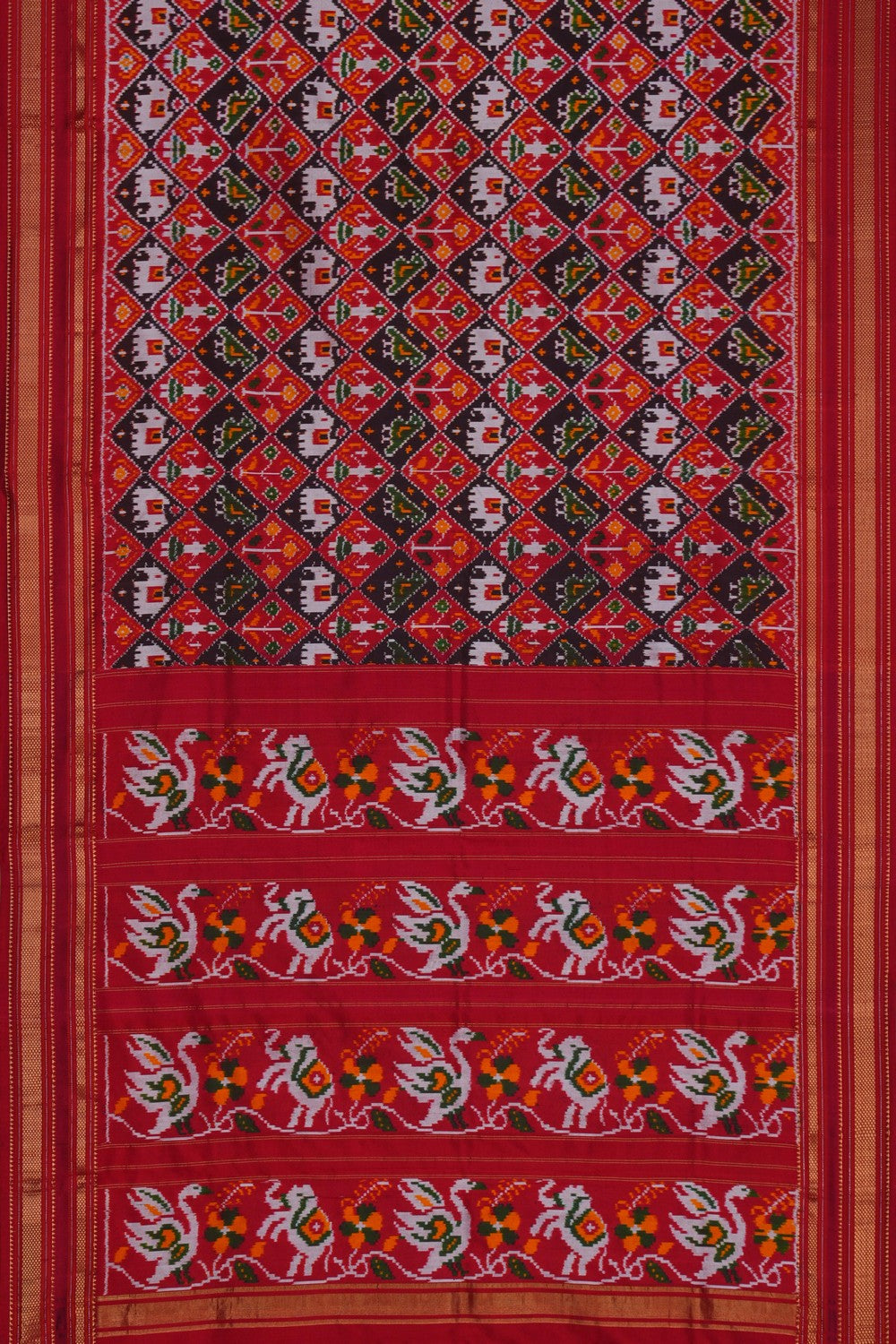 Image of Pochampally Silk Red Saree