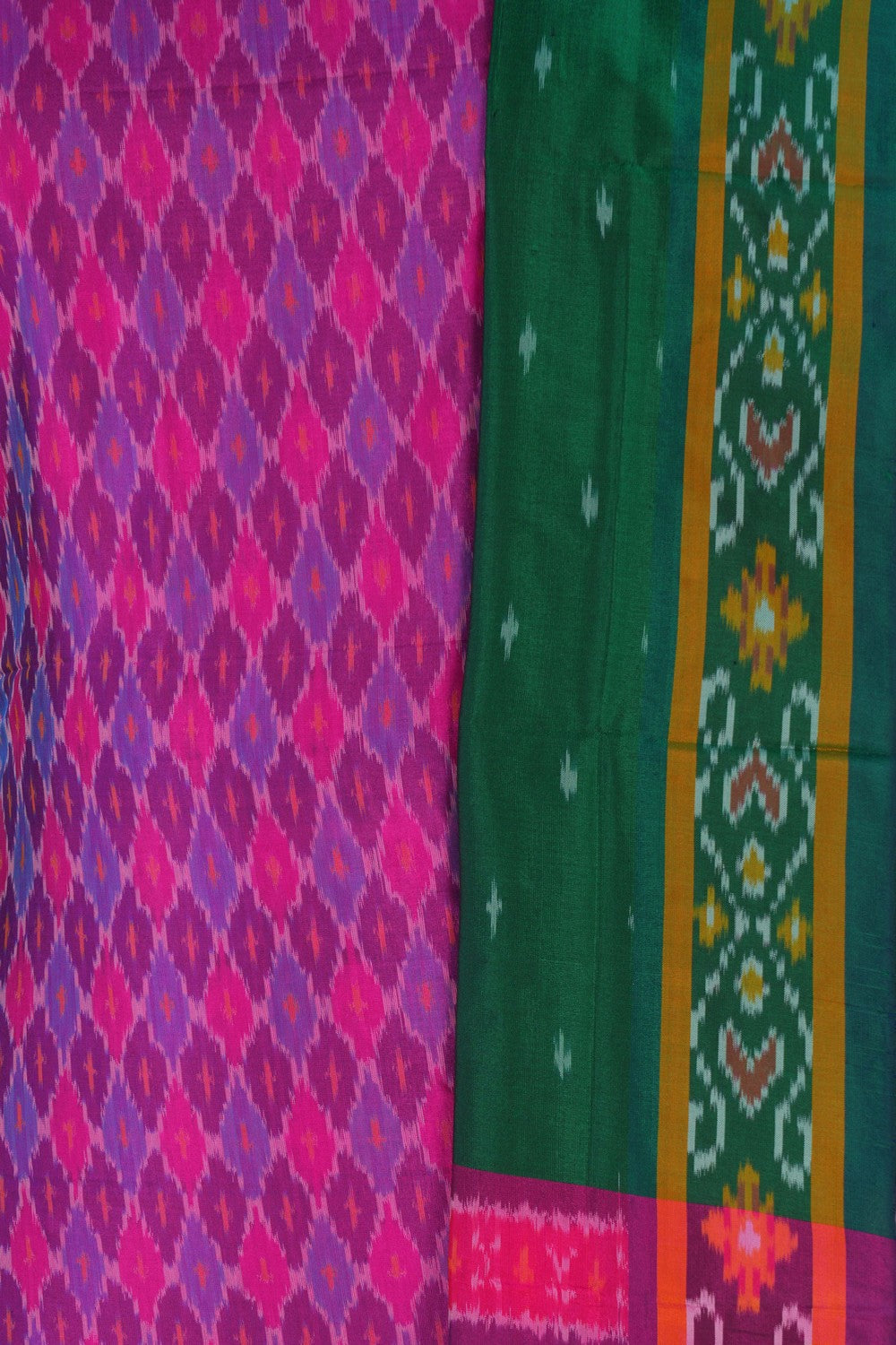 Image of Pochampally Ikat Unstitched Suit With Dupatta (3 Pcs Set)