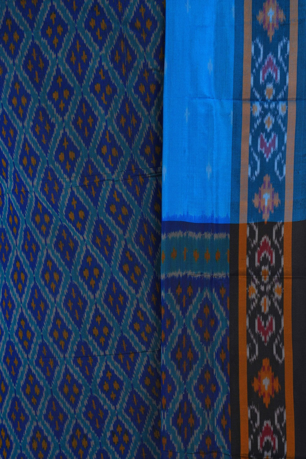 Image of Pochampally Ikat Unstitched Suit With Dupatta (3 Pcs Set)